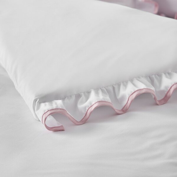 Biała/różowa pościel dwuosobowa 200x200 cm So Soft Mono Frill – Catherine Lansfield