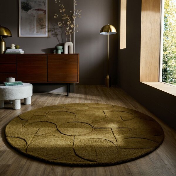Ciemnozielony wełniany okrągły dywan tkany ręcznie ø 160 cm Gigi – Flair Rugs