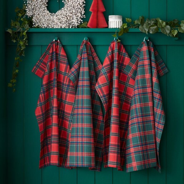 Bawełniane ścierki zestaw 4 szt. ze świątecznym motywem 70x50 cm Christmas Tartan Check – Catherine Lansfield