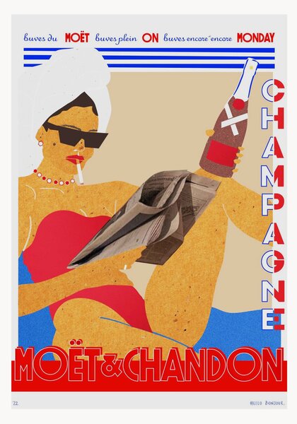 Plakat Hello Bonjour - Moet Monday