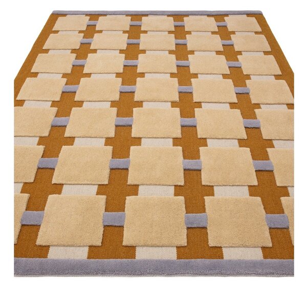 Dywan z mieszanki wełny tkany ręcznie w kolorze ochry 160x230 cm Mallory – MADE