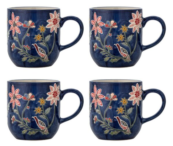 Ciemnoniebieskie kamionkowe kubki zestaw 4 szt. Meredith – Bloomingville
