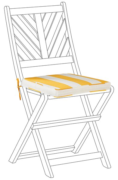 Zestaw 2 poduszek na krzesła ogrodowe z wiązaniem żółto-biały Ferni Beliani