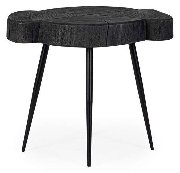 Czarny stolik z blatem z drewna akacjowego 35x45 cm Zakia – Bizzotto