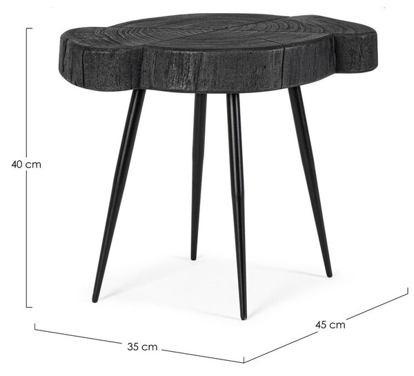 Czarny stolik z blatem z drewna akacjowego 35x45 cm Zakia – Bizzotto