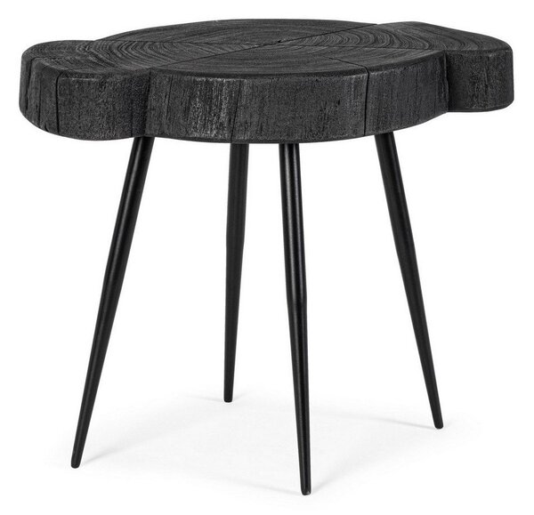 Czarny stolik z blatem z drewna akacjowego 35x45 cm Zakia – Bizzotto
