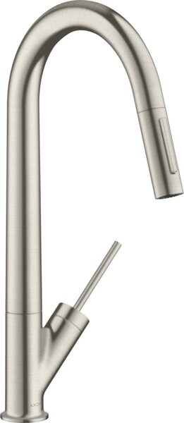 Hansgrohe Allegra Starck bateria zlewozmywakowa Axor Starck stal szlachetna z wyciąganą wylewką