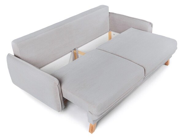 Jasnoszara sztruksowa rozkładana/ze schowkiem sofa 218 cm Tori – Bonami Selection