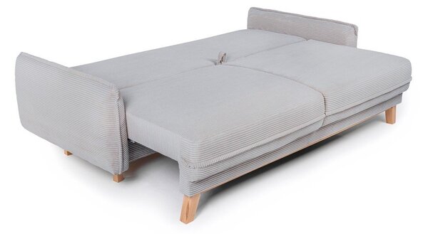Jasnoszara sztruksowa rozkładana/ze schowkiem sofa 218 cm Tori – Bonami Selection