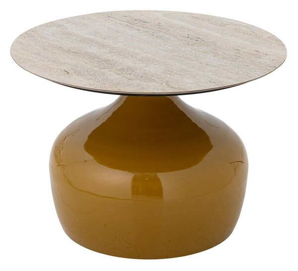 Żółty okrągły stolik z ceramicznym blatem ø 60 cm Lecco – Bloomingville