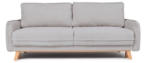 Jasnoszara sztruksowa rozkładana/ze schowkiem sofa 218 cm Tori – Bonami Selection