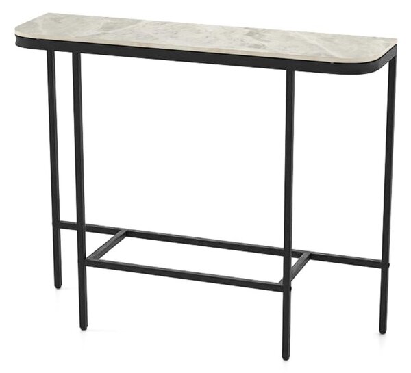 Stolik konsola z blatem z imitacją marmuru 110 x 30 x 91 cm szary blat