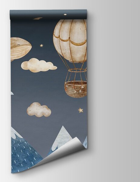 Fototapeta Wieloryb i balon na ogrzane powietrze na niebie, Fototapety Morze i Plaża, Popularne Fototapety, w03672v1 - Tapeko.pl