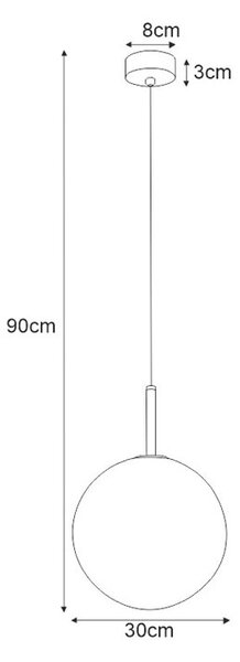 Lampa wisząca ze szklanym kloszem 30 cm - S766 H4-D97