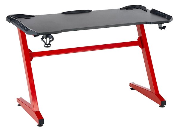 Czarno-czerwone biurko gamingowe - Septim