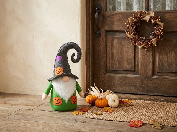 Dekoracyjny krasnal HALLOWEEN GNOME z oświetleniem LED, 40 cm - różne kolory Kolor: Zielony