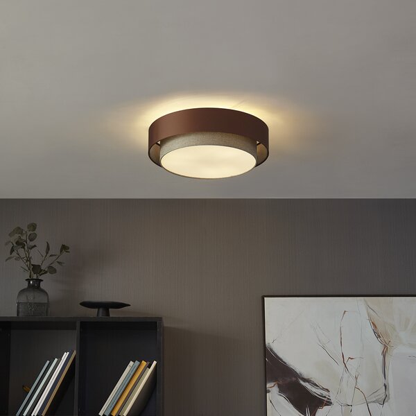 Nowoczesna lampa sufitowa ciemny brąz z taupe 50 cm 3-źródła światła - Drum Duo