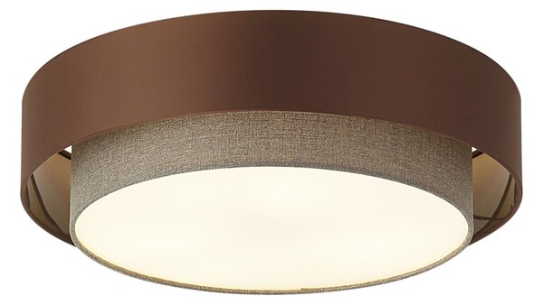 Nowoczesna lampa sufitowa ciemny brąz z taupe 50 cm 3-źródła światła - Drum Duo