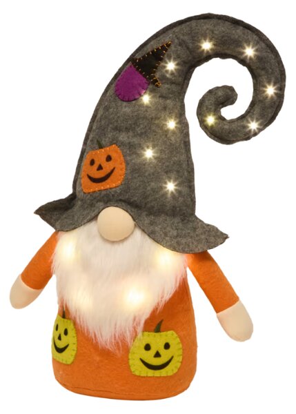 Dekoracyjny krasnal HALLOWEEN GNOME z oświetleniem LED, 40 cm - różne kolory Kolor: Zielony