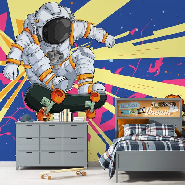 Fototapeta Astronauta jeżdżący na deskorolce, Fototapety Kosmos, Popularne Fototapety, t00019 - Tapeko.pl