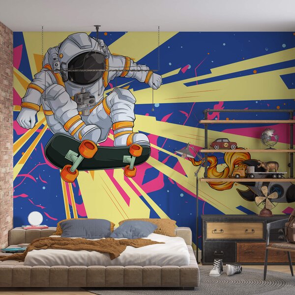 Fototapeta Astronauta jeżdżący na deskorolce, Fototapety Kosmos, Popularne Fototapety, t00019 - Tapeko.pl