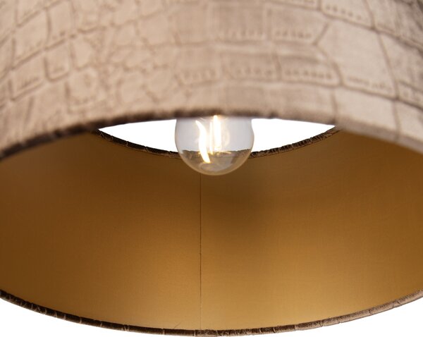 Lampa wisząca czarna z abażurem w krokodyli wzór i złotym wnętrzem 35 cm 3-źródła światła - Cava