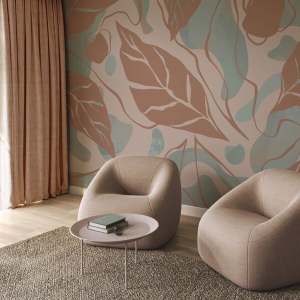 Fototapeta Wzór liści i bąbelków, Fototapety Liście, Popularne Fototapety, t00039 - Tapeko.pl