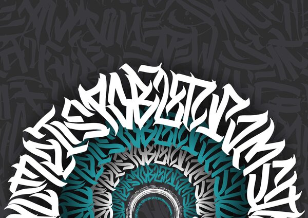 Fototapeta Biało-niebieskie graffiti na czarnym tle, Nowoczesne Fototapety, Popularne Fototapety, t00012 - Tapeko.pl
