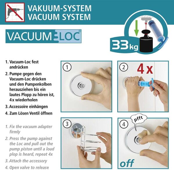 Narożna półka z przyssawką Wenko Vacuum-Loc, do 33 kg