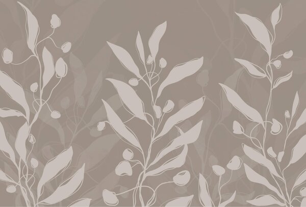 Fototapeta Delikatny botaniczny wzór na neutralnym tle, Fototapety Liście, Popularne Fototapety, t00099v1 - Tapeko.pl