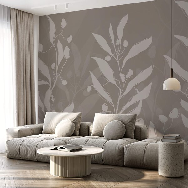 Fototapeta Delikatny botaniczny wzór na neutralnym tle, Fototapety Liście, Popularne Fototapety, t00099v1 - Tapeko.pl