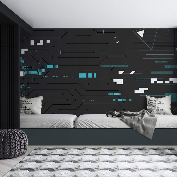 Fototapeta Czarne tło z wieloma liniami i kropkami, Fototapety Abstrakcja, Popularne Fototapety, t00086 - Tapeko.pl