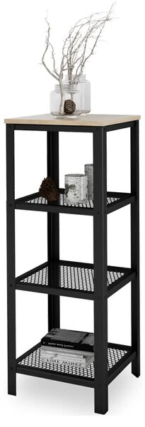Industrialny regał z metalowym stelażem czarny + dąb sonoma S9-Z02
