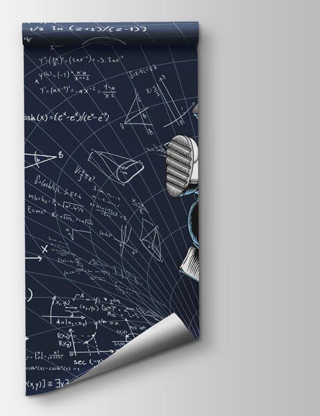 Fototapeta Człowiek w skafandrze kosmicznym spadający na tablicę z równaniami matematycznymi, Fototapety Kosmos, Popularne Fototapety, t00171 - Tapeko.pl