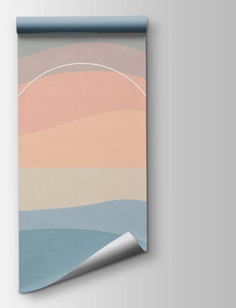 Fototapeta Kolorowe fale z białym okręgiem na niebie, Fototapety Abstrakcja, Popularne Fototapety, t00174 - Tapeko.pl