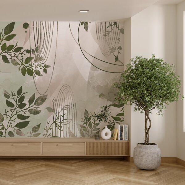 Fototapeta Inspirowany naturą abstrakcyjny wzór w odcieniach zieleni, Fototapety Liście, Popularne Fototapety, t00204 - Tapeko.pl