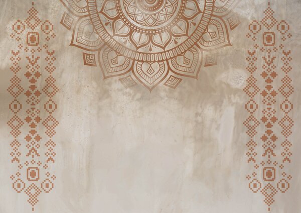 Fototapeta Biało-brązowa mandala, Fototapety pióra, Popularne Fototapety, t00238 - Tapeko.pl