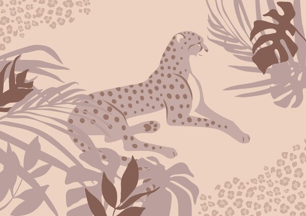 Fototapeta Gepard leżący z roślinami, Fototapety Natura, Popularne Fototapety, t00237 - Tapeko.pl
