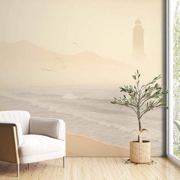 Fototapeta Plaża z falami i ptakami, Fototapety Natura, Popularne Fototapety, t00242 - Tapeko.pl