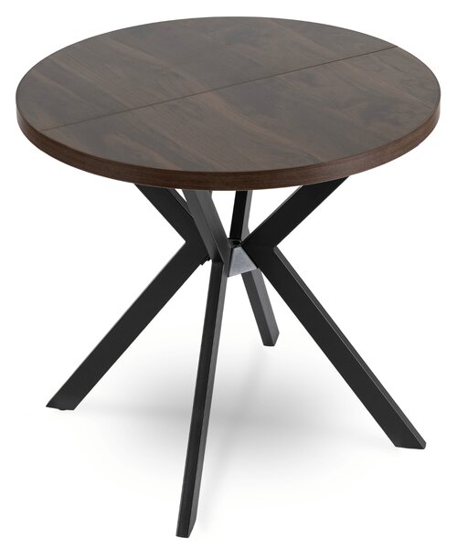 Stół Okrągły Rozkładany DORIAN 80-160 cm Orzech/Czarny Nowoczesny Loft