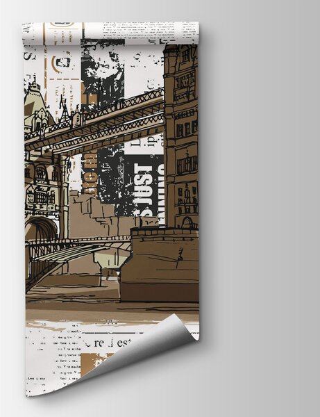 Fototapeta Rysunek mostu nad rzeką, Fototapety miasta na ścianie, Popularne Fototapety, t00244 - Tapeko.pl