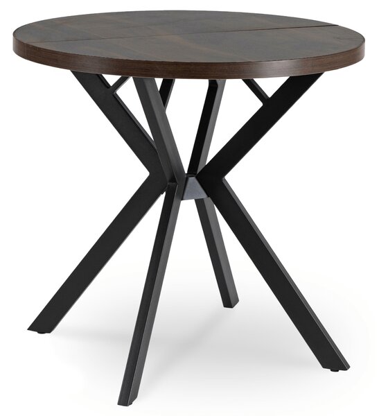 Stół Okrągły Rozkładany DORIAN 80-160 cm Orzech/Czarny Nowoczesny Loft