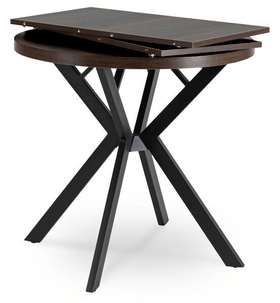 Stół Okrągły Rozkładany DORIAN 80-160 cm Orzech/Czarny Nowoczesny Loft