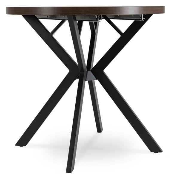 Stół Okrągły Rozkładany DORIAN 80-160 cm Orzech/Czarny Nowoczesny Loft