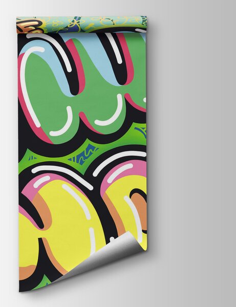 Fototapeta Kolorowe graffiti na zielonym tle, Nowoczesne Fototapety, Popularne Fototapety, t00274 - Tapeko.pl