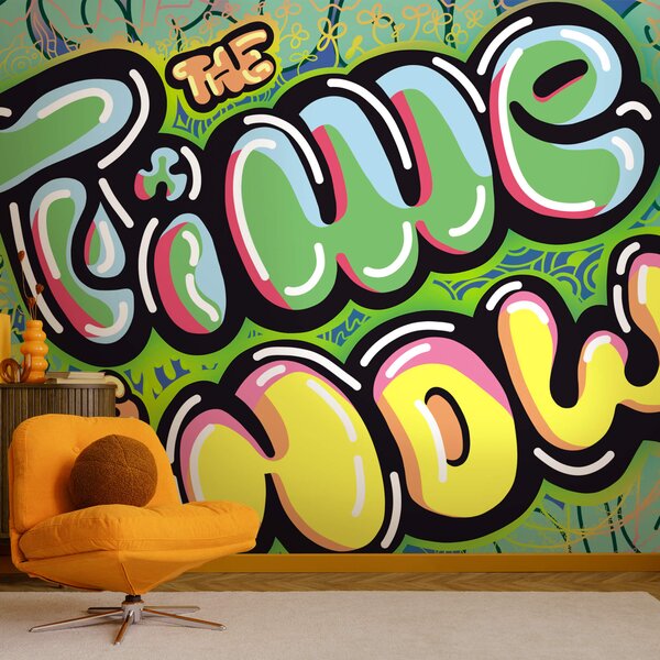 Fototapeta Kolorowe graffiti na zielonym tle, Nowoczesne Fototapety, Popularne Fototapety, t00274 - Tapeko.pl