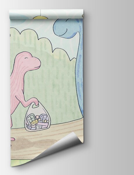 Fototapeta Kreskówka dinozaurów niosących torbę, Fototapety Dinozaury, Popularne Fototapety, t00288 - Tapeko.pl