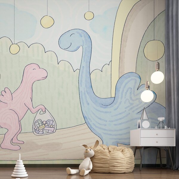 Fototapeta Kreskówka dinozaurów niosących torbę, Fototapety Dinozaury, Popularne Fototapety, t00288 - Tapeko.pl