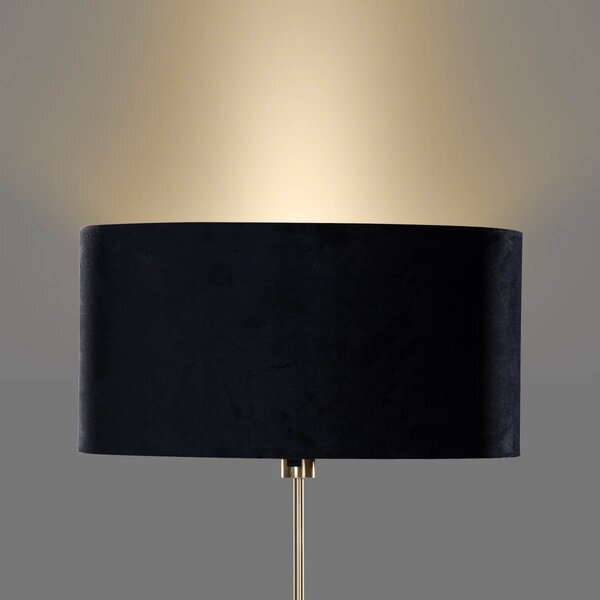 Lampa podłogowa złota z owalnym aksamitnym abażurem czarnym 50 cm - Parte