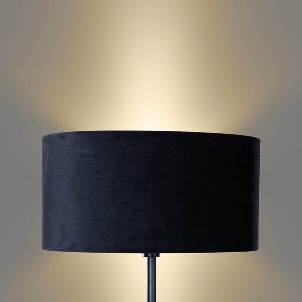 Lampa podłogowa czarna z owalnym abażurem welurowym 50 cm - Simplo